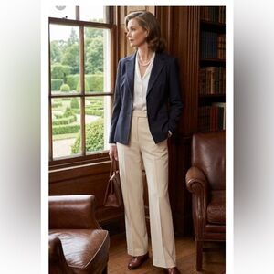 Evan Picone Blazer Blue Charcoal Pinstriped 2-Button Jacket Sz 14P